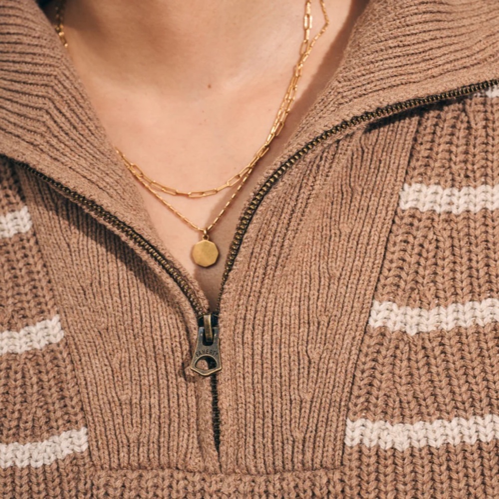 HP! 🎉💕 NWOT Faherty Mariner Sweater in Camel Stripe - Picture 3 of 8